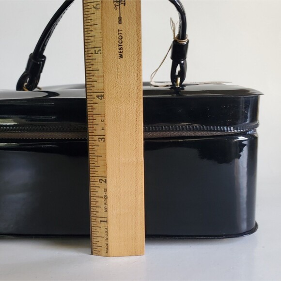 Retro Trina Going Places Vanity/Toiletry Patent Leather Zip Travel Case Mirror - Picture 15 of 16